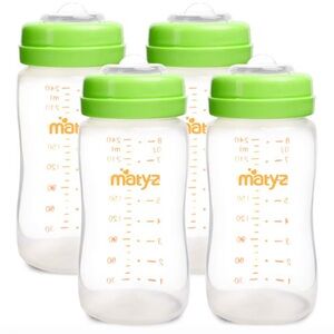 New! Matyz 4-pack Breastmilk Storage Bottles With Lids 8oz Each